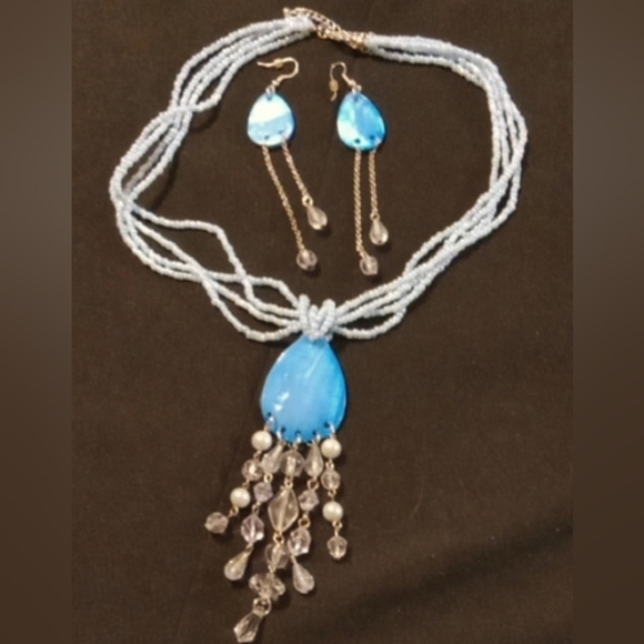 Shira LTD Necklace Earring Set 19"-21" W/ 5" Tear Drop Tassel 4" Earring Set - Picture 4 of 7